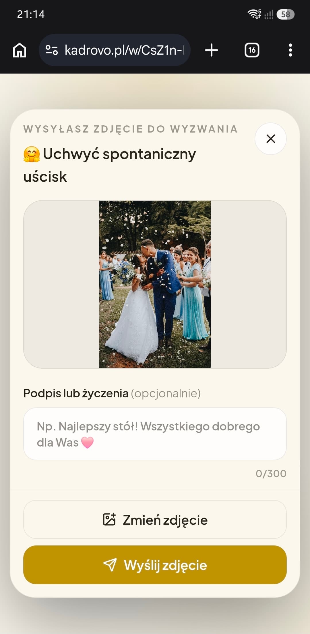 Dodawanie podpisu do zdjęcia z wyzwania