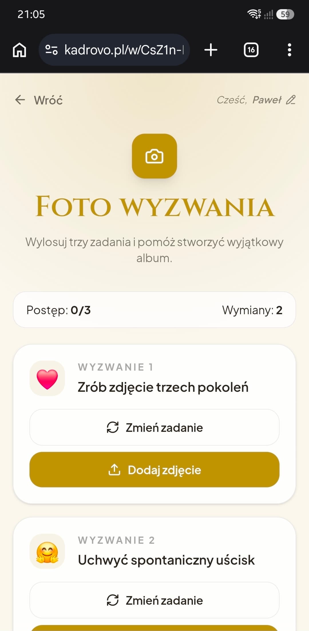 Dodawanie zdjęcia do foto wyzwania